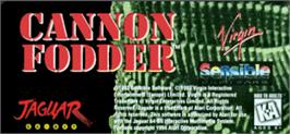 Top of cartridge artwork for Cannon Fodder on the Atari Jaguar.