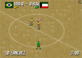 In game image of Fever Pitch Soccer on the Atari Jaguar.