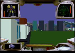 In game image of Iron Soldier on the Atari Jaguar.