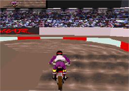 In game image of Super Cross 3D on the Atari Jaguar.