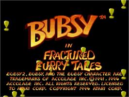 Title screen of Bubsy in Fractured Furry Tales on the Atari Jaguar.