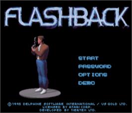 Title screen of Flashback on the Atari Jaguar.