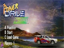 Title screen of Power Drive Rally on the Atari Jaguar.
