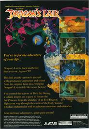 Box back cover for Dragon's Lair on the Atari Jaguar CD.