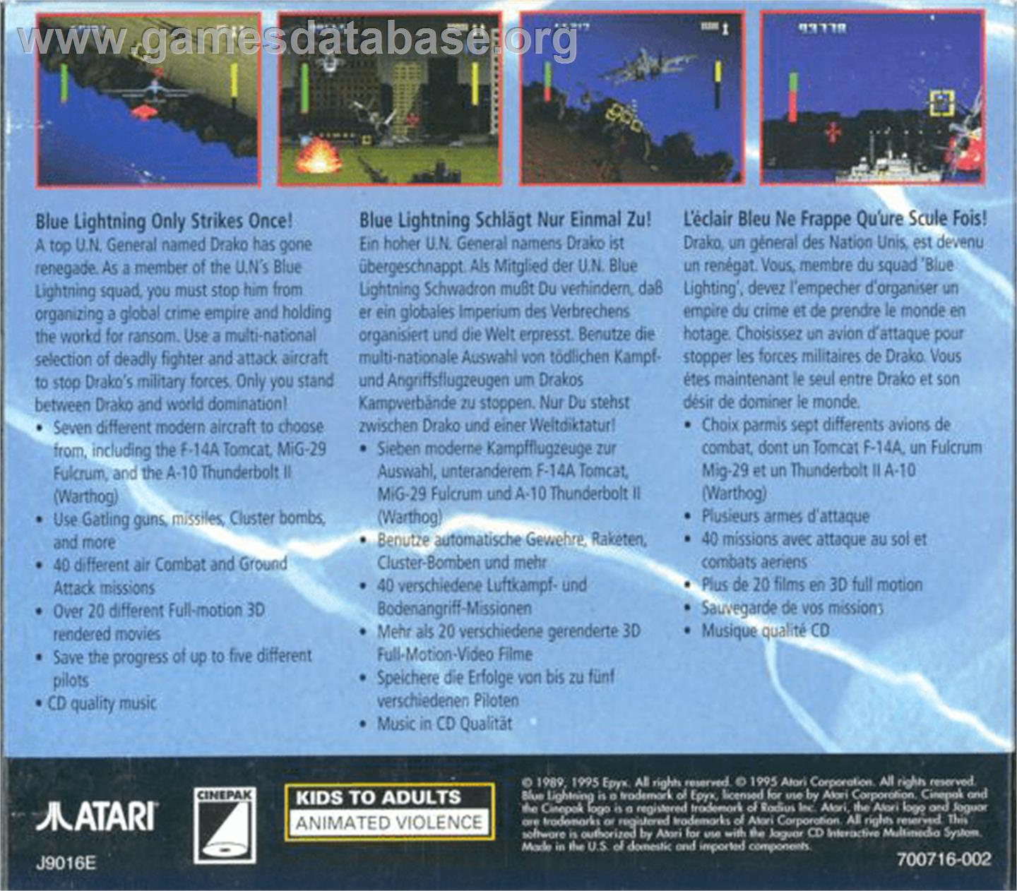 Blue Lightning - Atari Jaguar CD - Artwork - Box Back