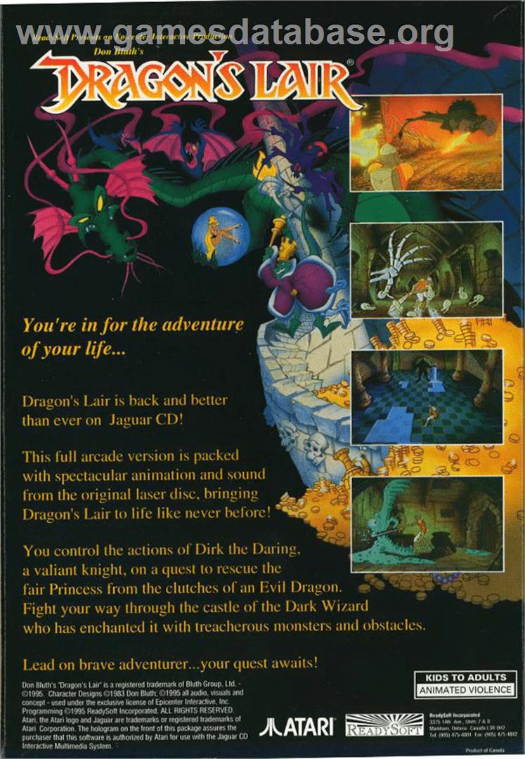 Dragon's Lair - Atari Jaguar CD - Artwork - Box Back