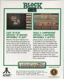 Box back cover for Blockout on the Atari Lynx.