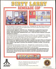 Box back cover for Dirty Larry: Renegade Cop on the Atari Lynx.
