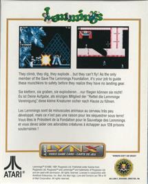Box back cover for Lemmings on the Atari Lynx.