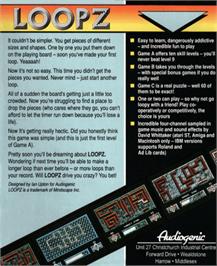 Box back cover for Loopz on the Atari Lynx.