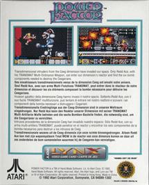 Box back cover for Power Factor on the Atari Lynx.