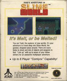 Box back cover for Todd's Adventures in Slime World on the Atari Lynx.