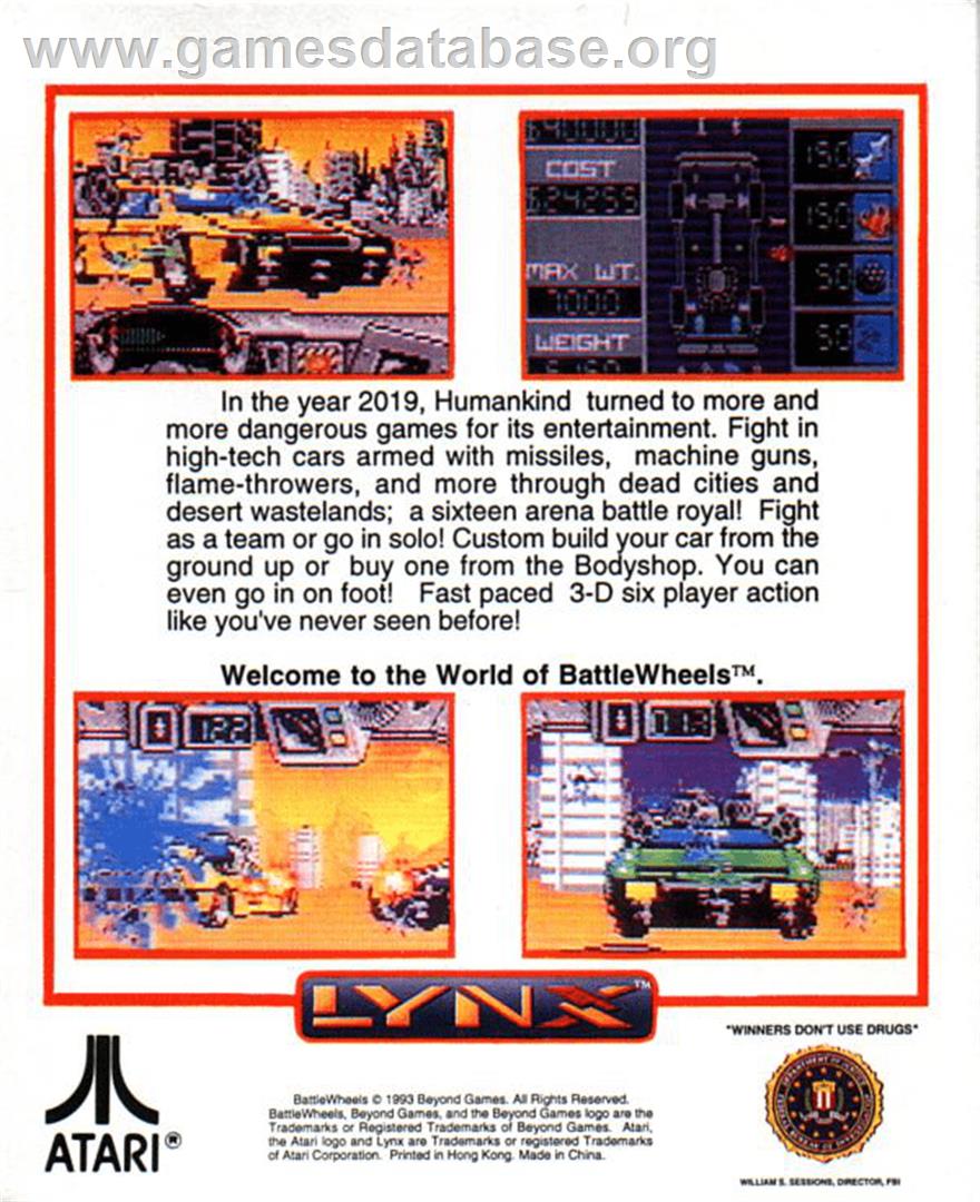 BattleWheels - Atari Lynx - Artwork - Box Back