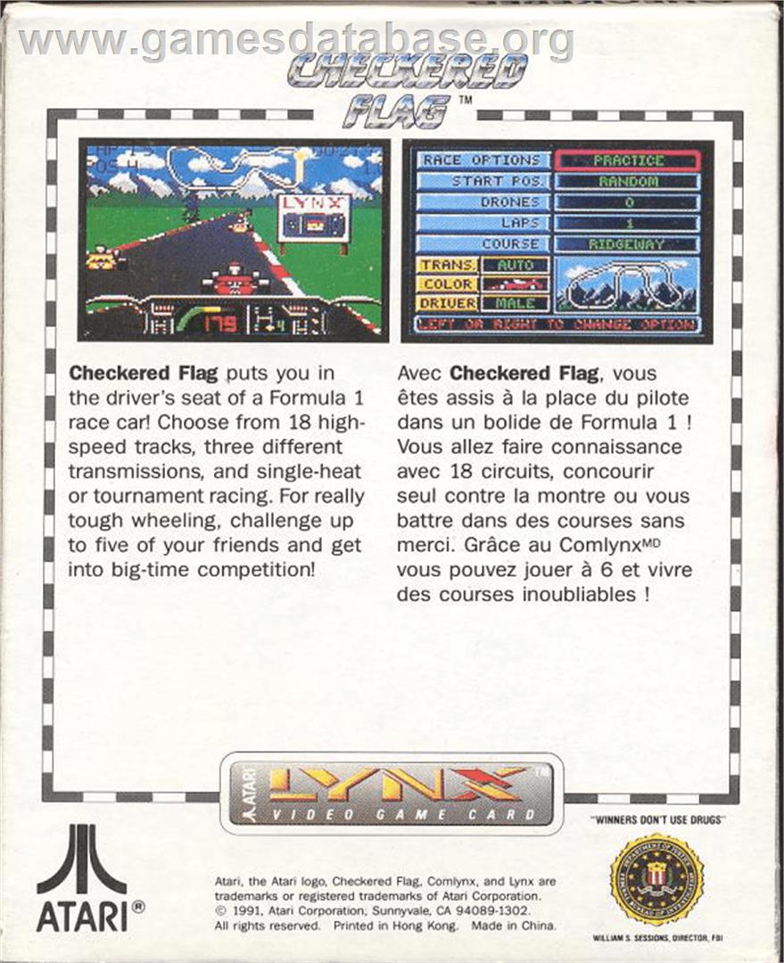 Checkered Flag - Atari Lynx - Artwork - Box Back
