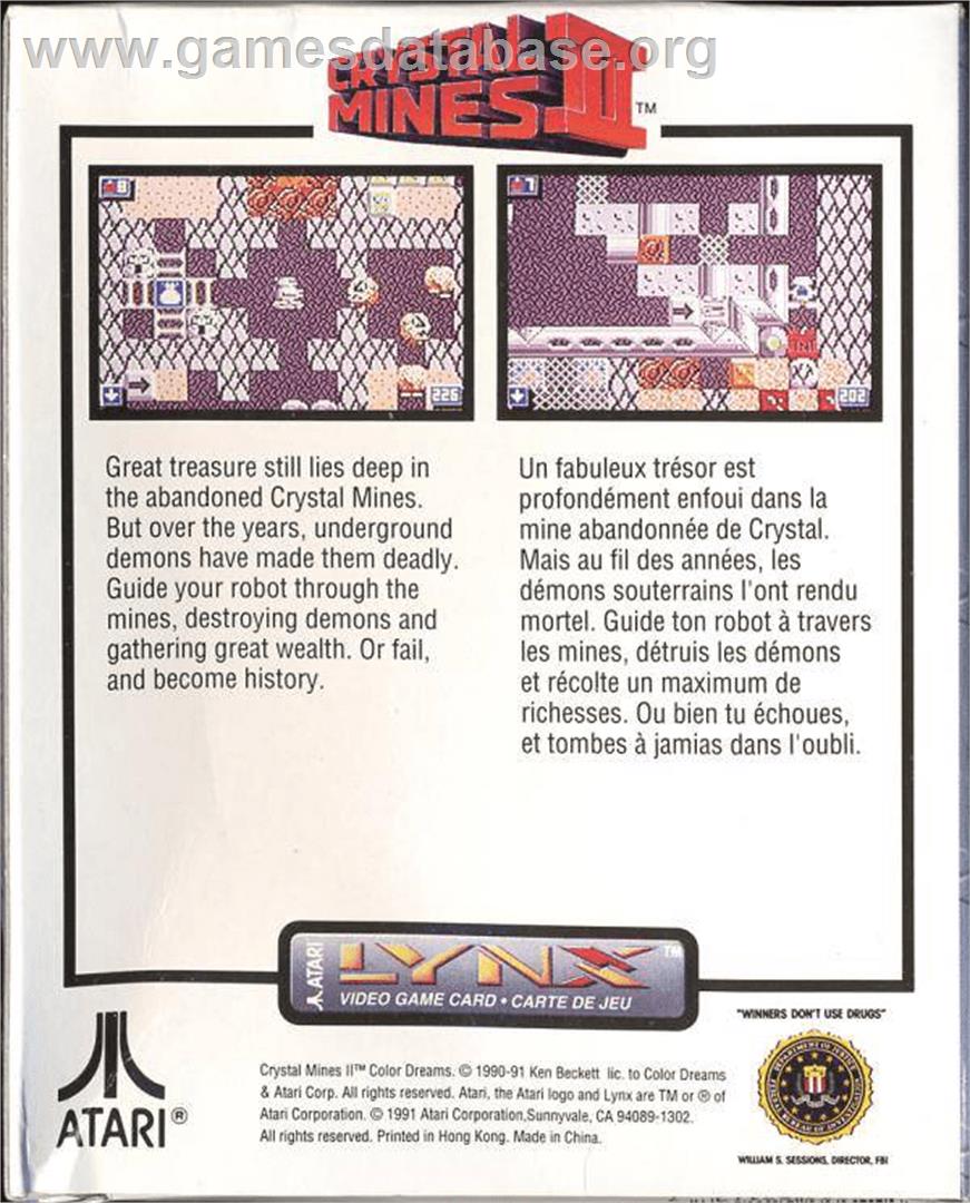 Crystal Mines II - Atari Lynx - Artwork - Box Back