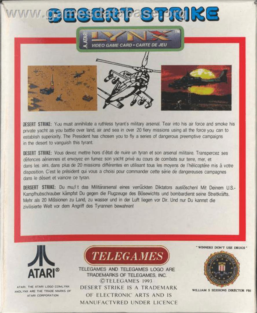 Desert Strike: Return to the Gulf - Atari Lynx - Artwork - Box Back
