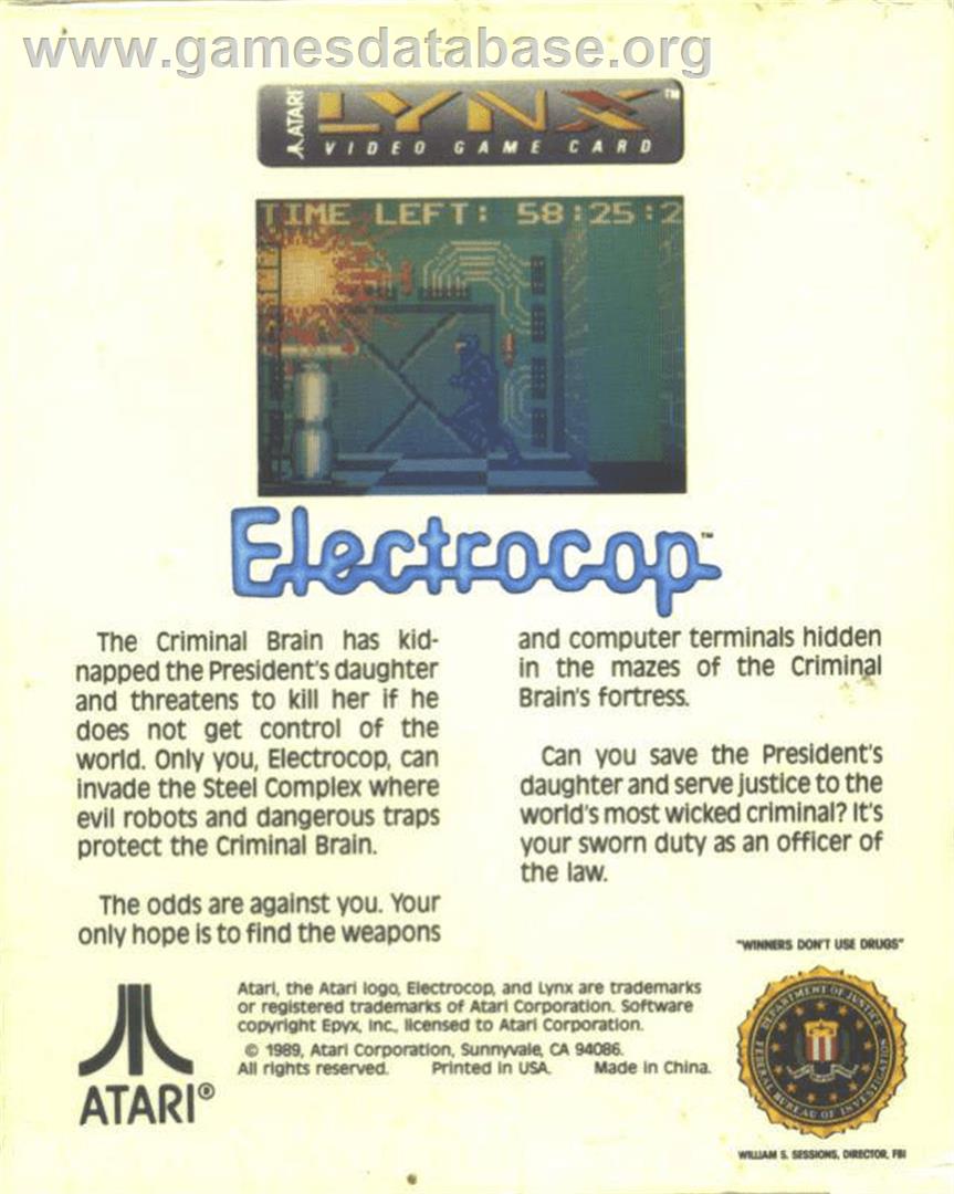 Electrocop - Atari Lynx - Artwork - Box Back