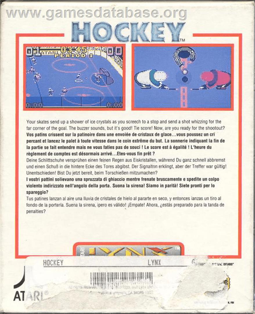 Hockey - Atari Lynx - Artwork - Box Back