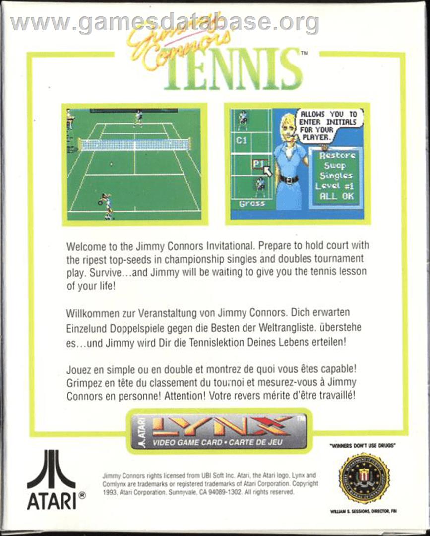 Jimmy Connors Pro Tennis Tour - Atari Lynx - Artwork - Box Back