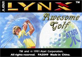 Top of cartridge artwork for Awesome Golf on the Atari Lynx.