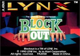 Top of cartridge artwork for Blockout on the Atari Lynx.