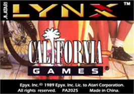 Top of cartridge artwork for California Games on the Atari Lynx.