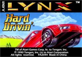 Top of cartridge artwork for Hard Drivin' on the Atari Lynx.