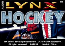 Top of cartridge artwork for Hockey on the Atari Lynx.