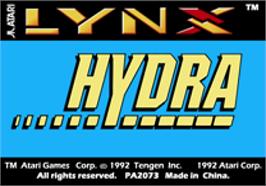 Top of cartridge artwork for Hydra on the Atari Lynx.