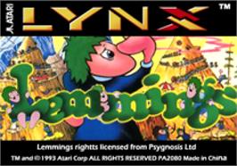 Top of cartridge artwork for Lemmings on the Atari Lynx.