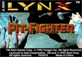 Top of cartridge artwork for Pit-Fighter on the Atari Lynx.