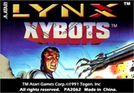 Top of cartridge artwork for Xybots on the Atari Lynx.