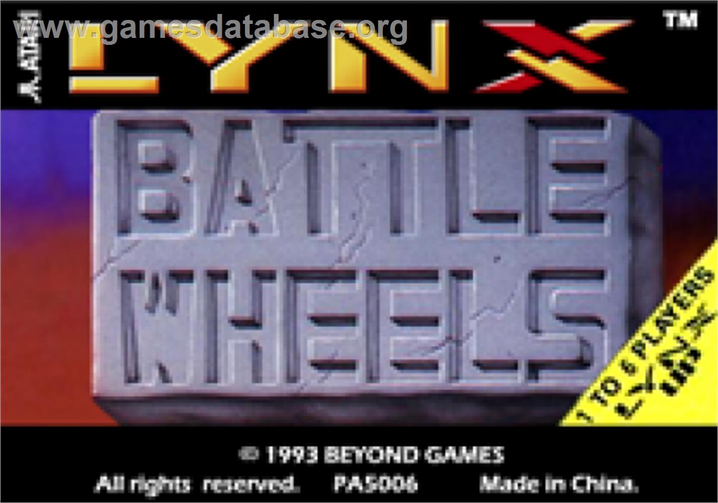 BattleWheels - Atari Lynx - Artwork - Cartridge Top