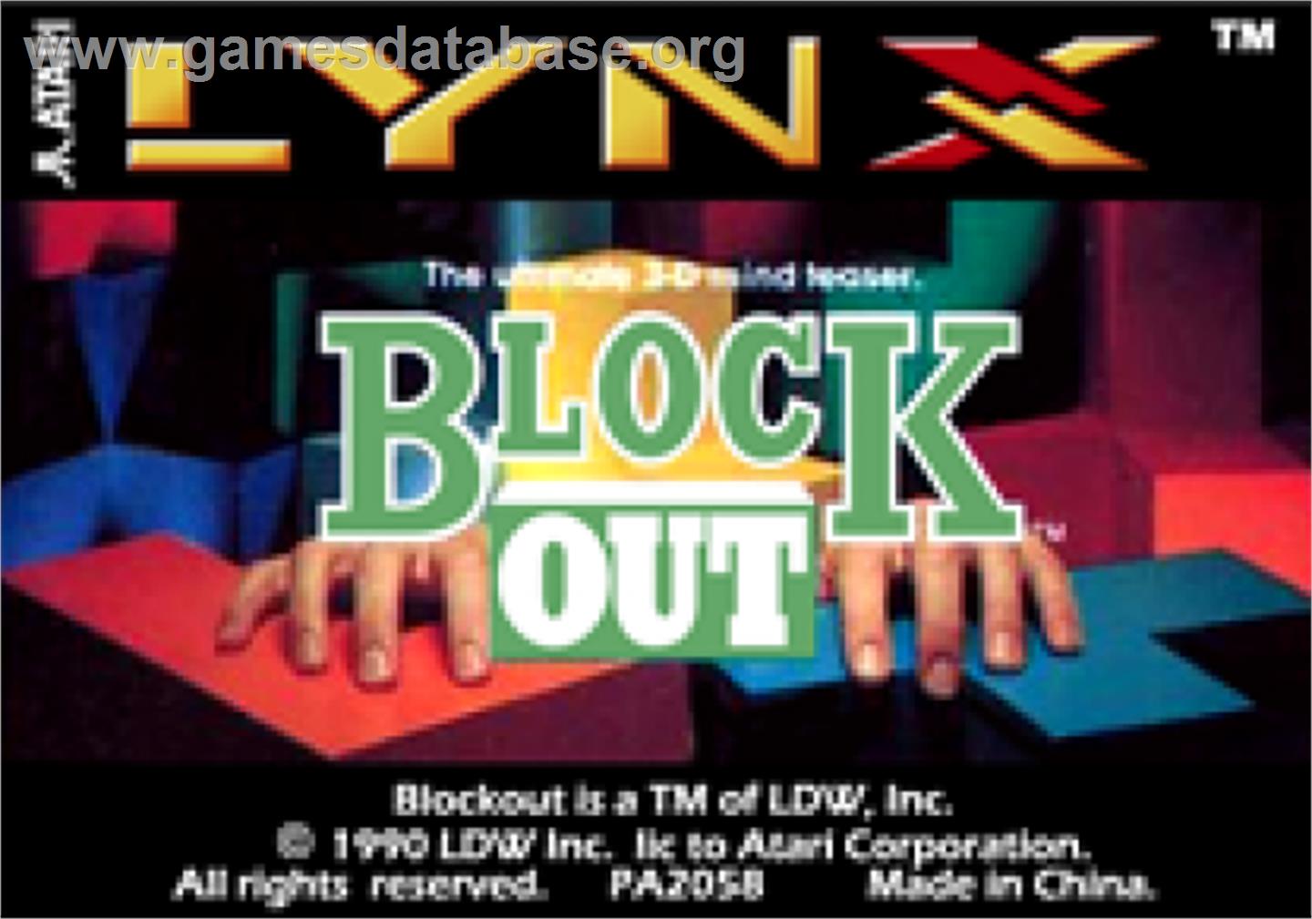 Blockout - Atari Lynx - Artwork - Cartridge Top
