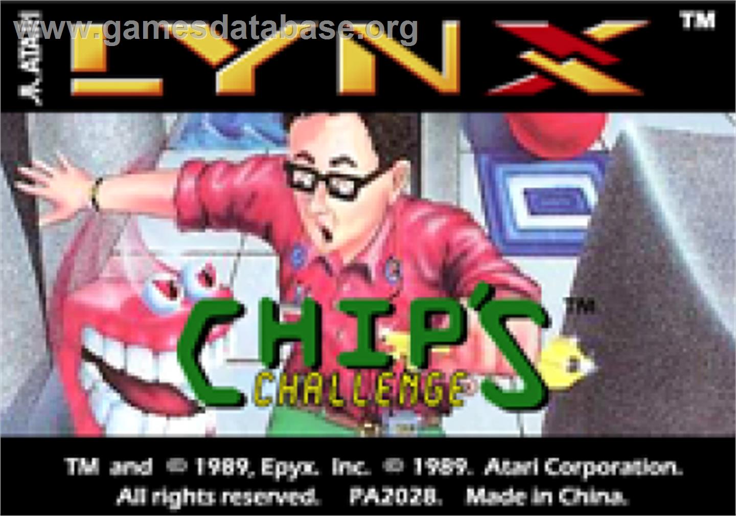 Chip's Challenge - Atari Lynx - Artwork - Cartridge Top