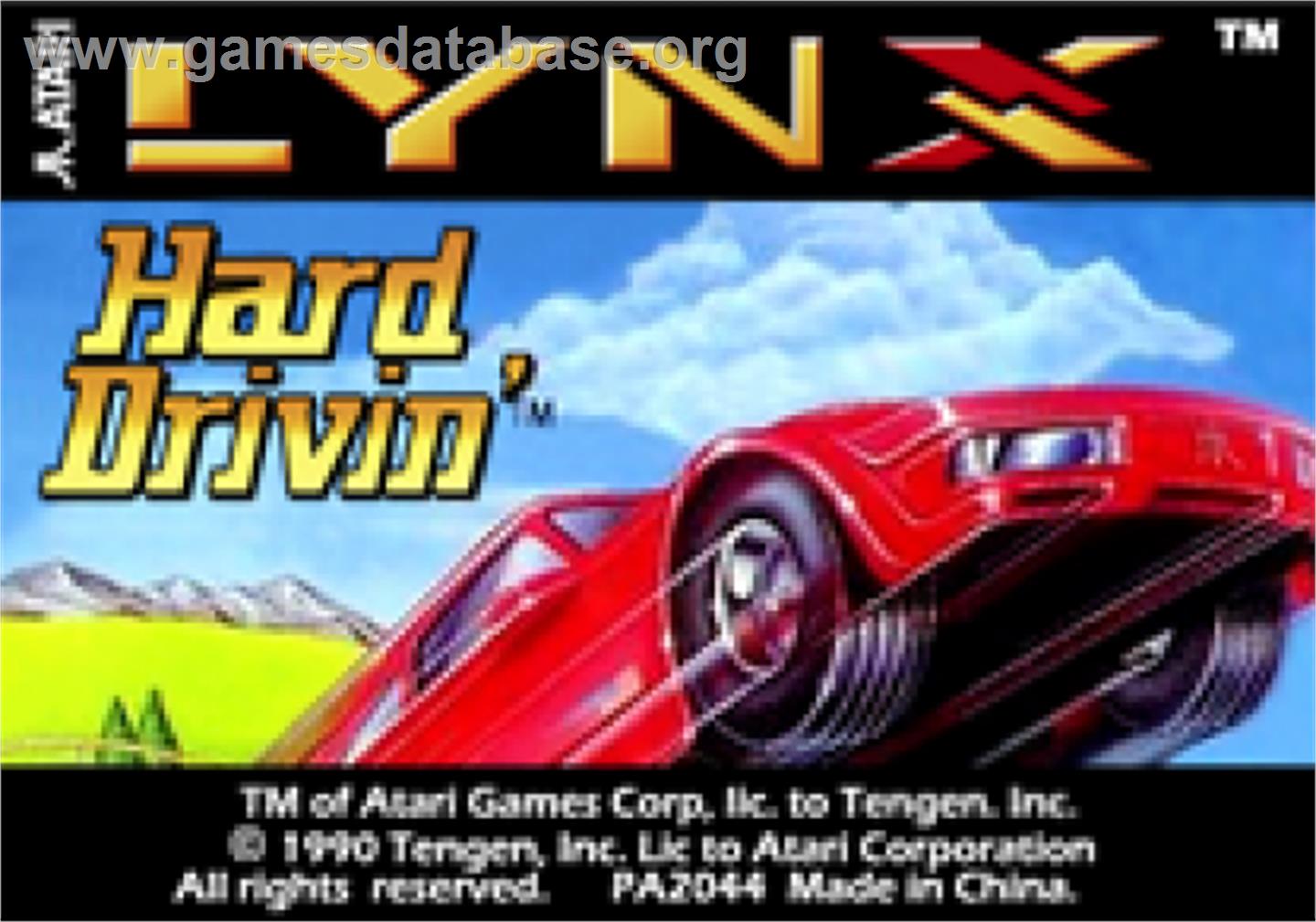 Hard Drivin' - Atari Lynx - Artwork - Cartridge Top