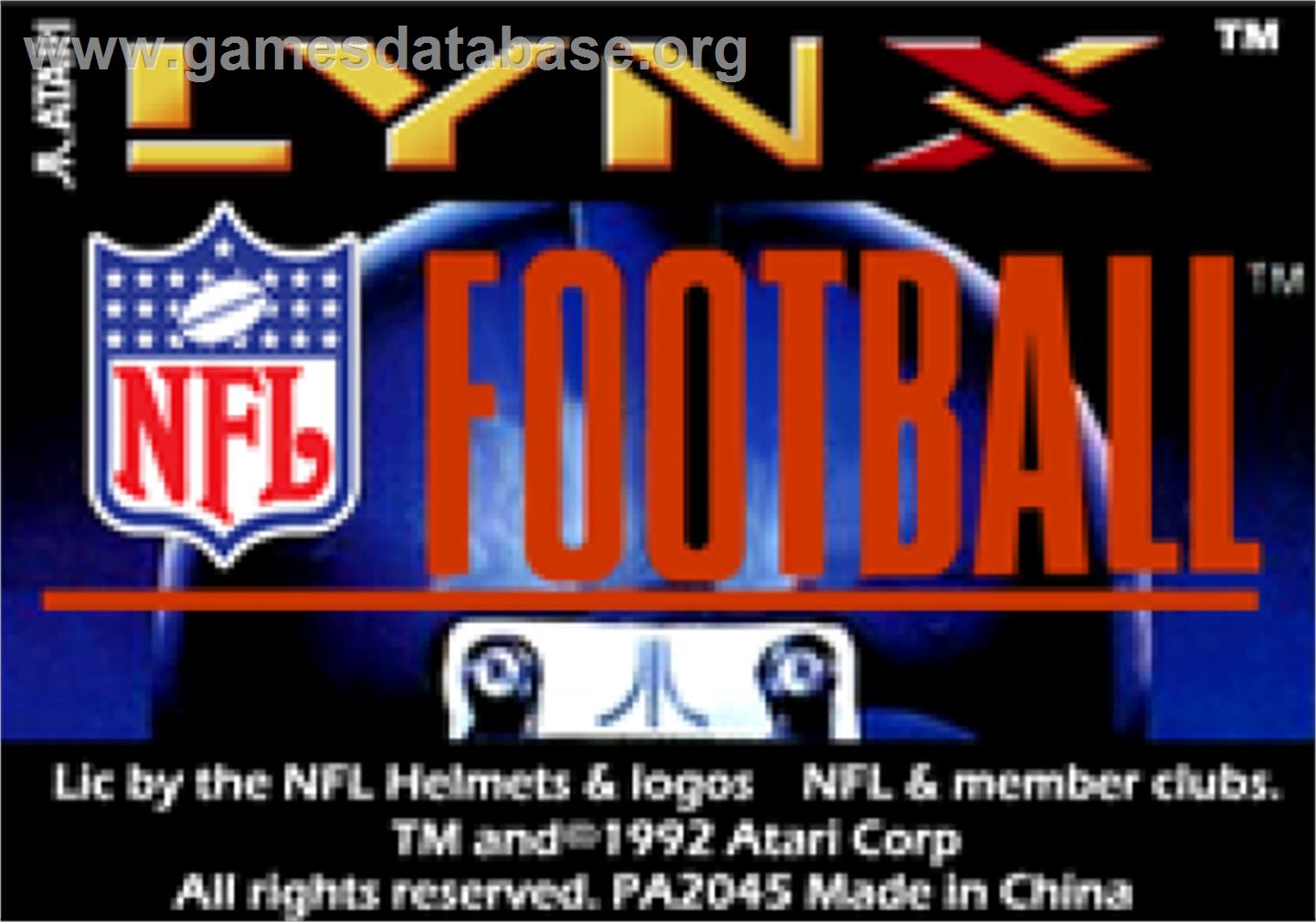 NFL Football - Atari Lynx - Artwork - Cartridge Top