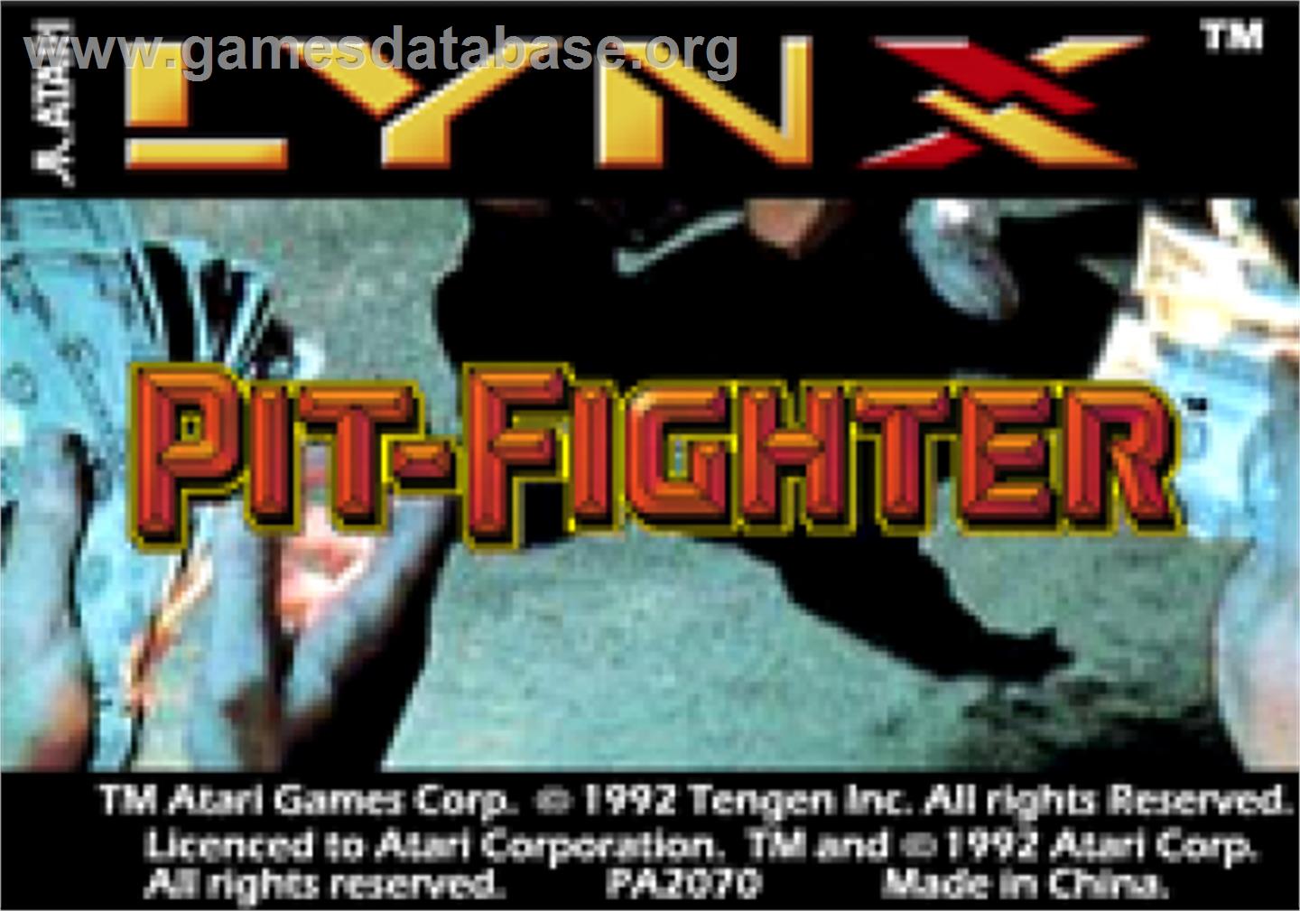 Pit-Fighter - Atari Lynx - Artwork - Cartridge Top