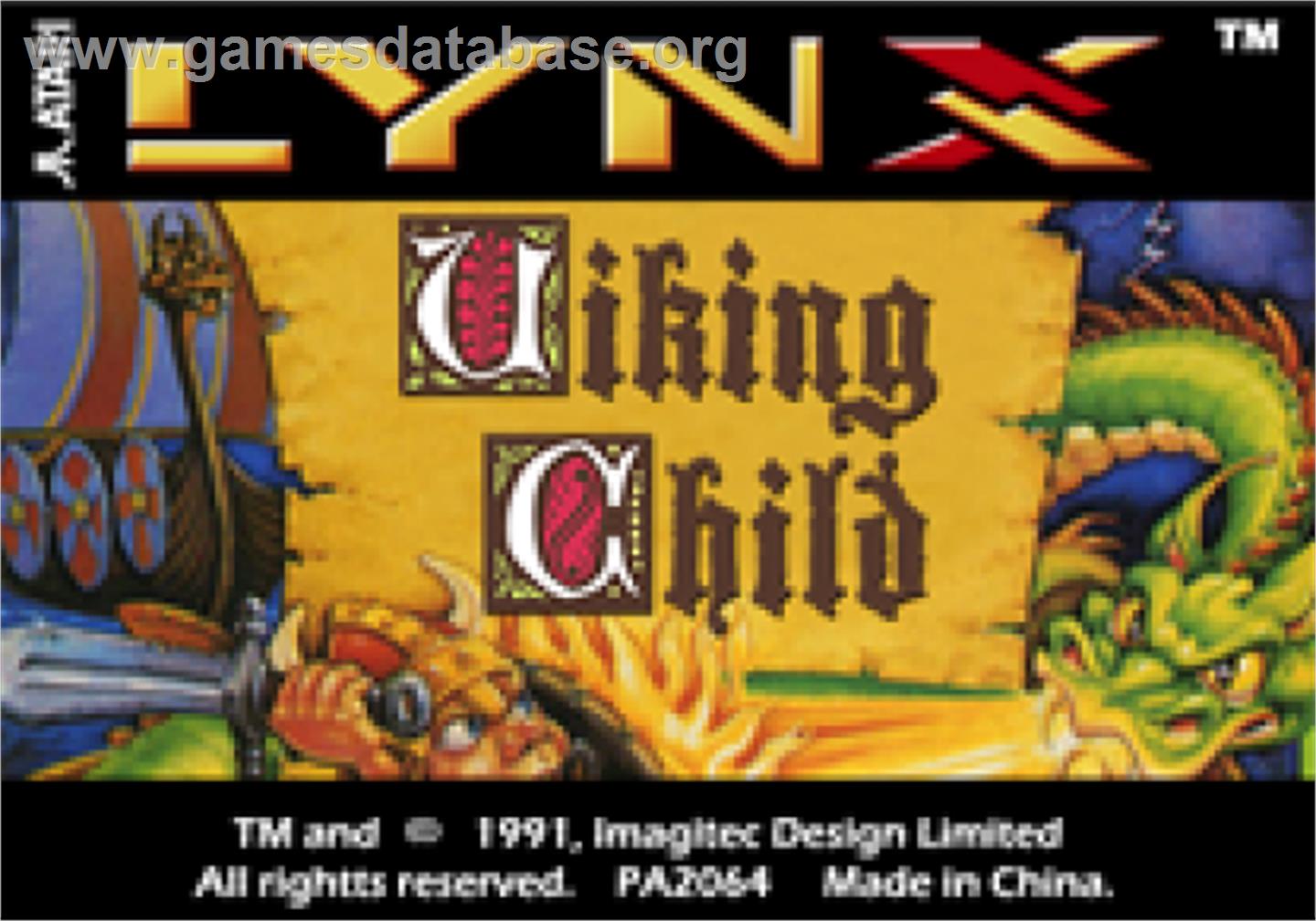 Prophecy 1: The Viking Child - Atari Lynx - Artwork - Cartridge Top