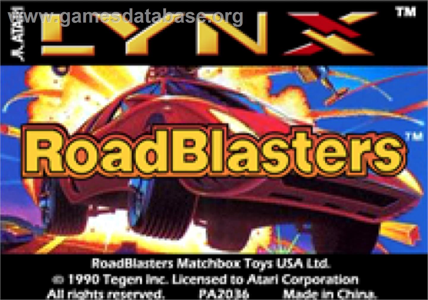 RoadBlasters - Atari Lynx - Artwork - Cartridge Top