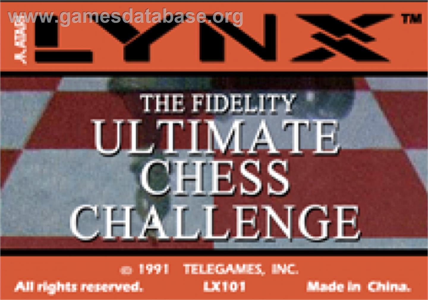 The Fidelity Ultimate Chess Challenge - Atari Lynx - Artwork - Cartridge Top