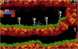 In game image of Lemmings on the Atari Lynx.