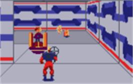 In game image of Xybots on the Atari Lynx.