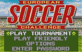 Title screen of European Soccer Challenge on the Atari Lynx.