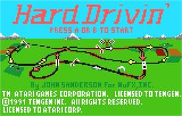 Title screen of Hard Drivin' on the Atari Lynx.