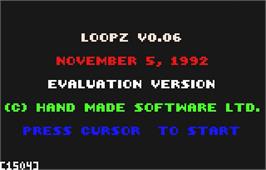 Title screen of Loopz on the Atari Lynx.