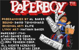 Title screen of Paperboy on the Atari Lynx.