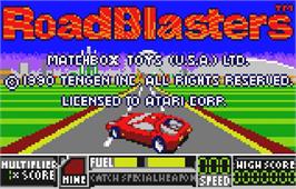 Title screen of RoadBlasters on the Atari Lynx.