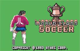 Title screen of World Class Soccer on the Atari Lynx.
