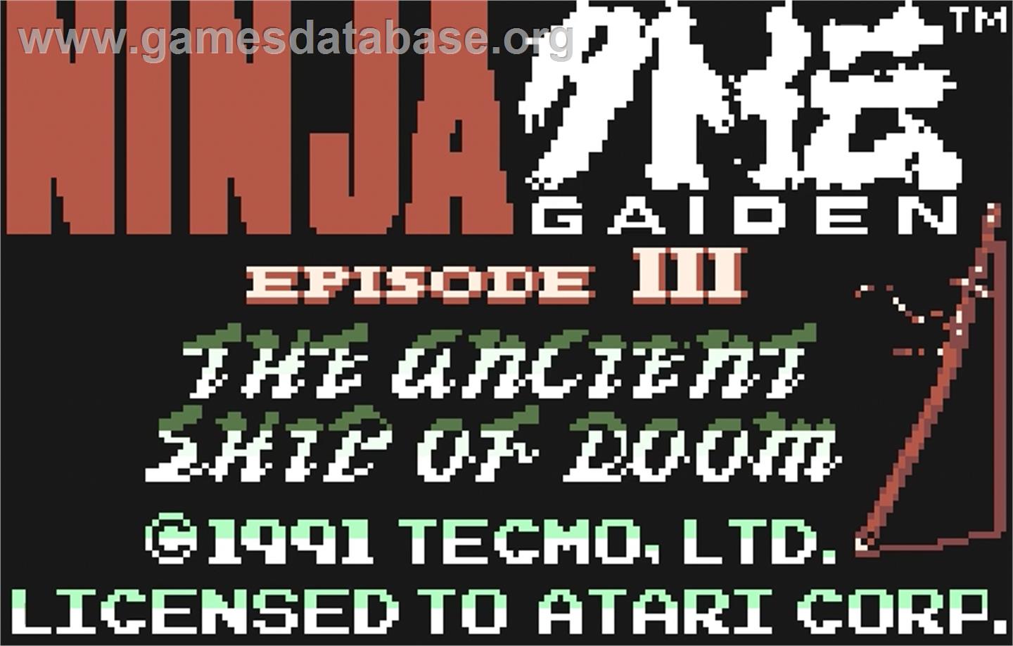 Ninja Gaiden III: The Ancient Ship of Doom - Atari Lynx - Artwork - Title Screen